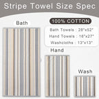 VOOVA & MOVAS Beige Striped Bath Towels, Bathroom Towels Set of 4, Tan Body - Image 3