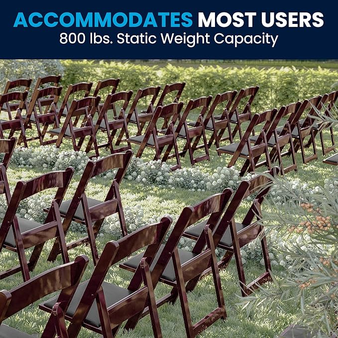 Flash Furniture Hercules Series Folding Chairs for Weddings and Formal Events, Stackable Commercial Event Seats with 1,000-lb. Static Weight Capacity, Set of 4, Red Mahogany - Image 9