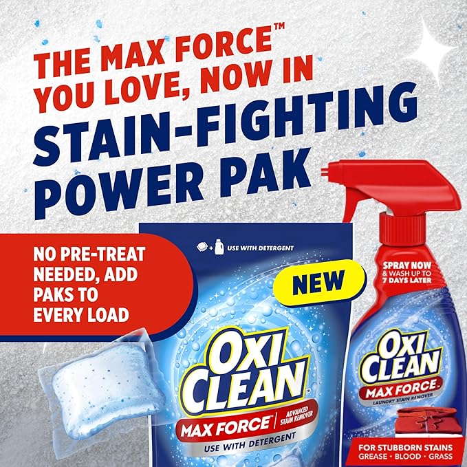 OxiClean Max Force Advanced Stain Remover Power Paks, Color-Safe, Bleach-Free - Image 2