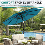 AreShark 9 FT Patio Umbrella for Outdoor, Outdoor Table Umbrella with Push Button Tilt and Crank, Outdoor Patio Umbrellas with 8 Sturdy Ribs for Market, Garden, Pool (Lake Blue) - Image 7