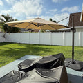 PURPLE LEAF 11 Feet Patio Umbrella with Base Outdoor Cantilever Round Umbrella Aluminum Offset Umbrella with 360-degree Rotation for Garden Deck Pool Patio, Beige by PURPLELEAF