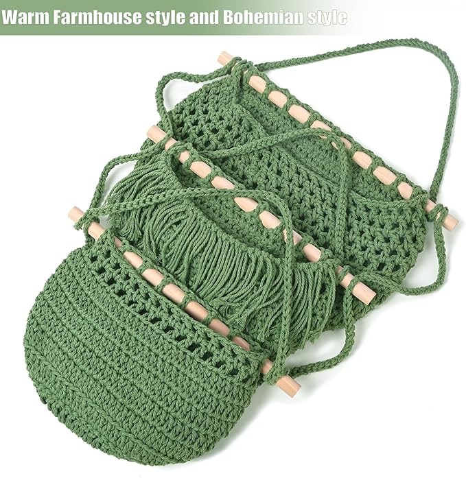 3 Tier Hanging Fruit Baskets for Kitchen, Boho Cotton Rope Handwoven Vegetable - Image 3