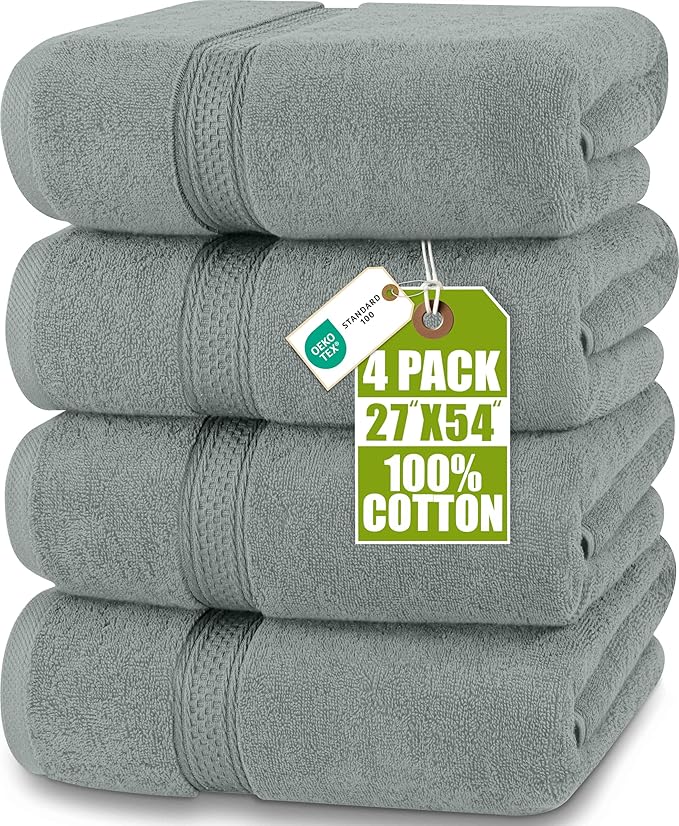 Utopia Towels 4 Pack Premium Bath Towels Set, 27 by 54 Inches, 100% Ring Spun by UTOPIATOWELS