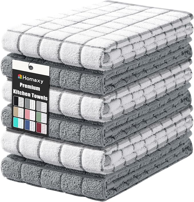 Homaxy Premium Cotton Kitchen Towels 16"x 28", Large Natural Ring Spun 390 GSM by Homaxy