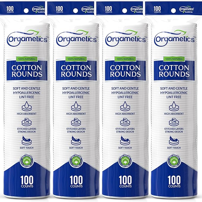 Orgametics Cotton Rounds, 100% Natural Turkish Cotton Premium Makeup Remover by Orgametics