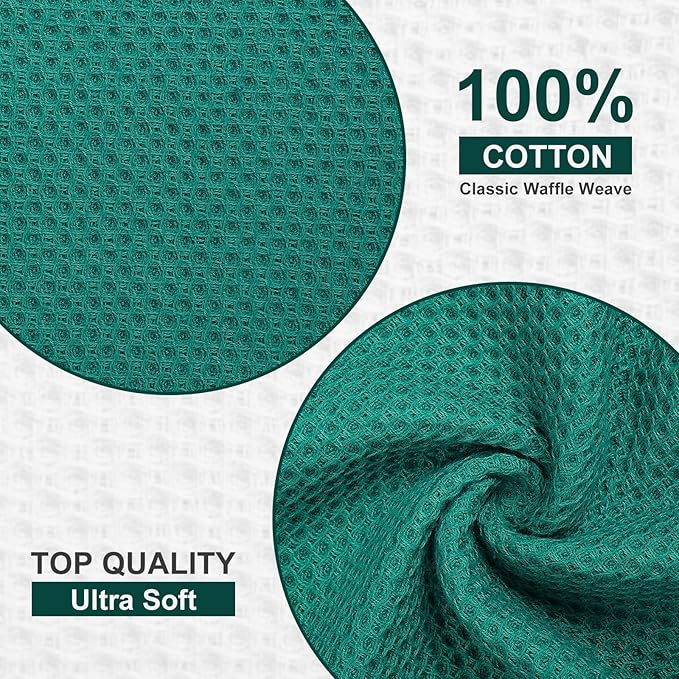 Kitinjoy 100% Cotton Kitchen Dish Cloths, 12 Pack Waffle Weave Ultra Soft - Image 2