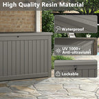 Outdoor Storage Box, Resin Deck Boxes Indoor and outdoor, Waterproof Storage Box Lockable Lid (Grey, 180 Gallon) - Image 3