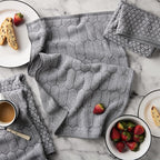 Martha Stewart Honeycomb Chambray Textured Kitchen Towel 4-Pack Set, 100% Cotton - Image 2