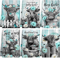 Breling Set of 6 Highland Cattle Kitchen Towels Highland Cow Vintage Themed by Breling
