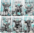 Breling Set of 6 Highland Cattle Kitchen Towels Highland Cow Vintage Themed by Breling