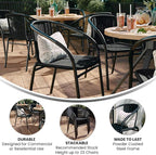 Flash Furniture Lila Modern Rattan Indoor/Outdoor Stackable Dining Chairs, Stacking Rattan Bistro Chairs for Patio or Restaurant, Set of 4, Black - Image 5