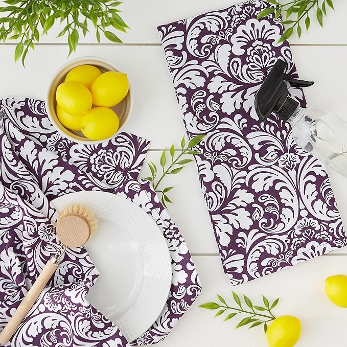 DII Cotton Dish Towel Set Damask Print - Image 4