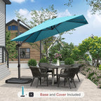 PURPLE LEAF 9'×9' Patio Umbrella with Base Outdoor Cantilever Umbrella with Cover Aluminum Square Offset Umbrella with 360-degree Rotation for Deck Pool Garden Turquoise Blue - Image 2