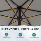 AreShark 7.5FT Patio Umbrella Table Market Umbrella with 6 Sturdy Ribs, Button Tilt/Crank Heavy-Duty Round Outdoor Umbrellas for Garden, Deck, Backyard,and Pool, Foggy Gray - Image 3