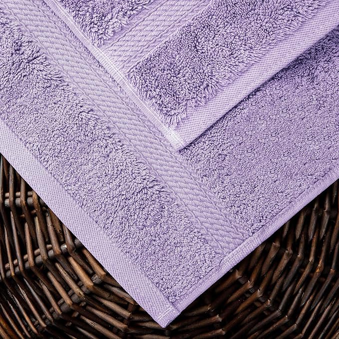 Superior Egyptian Cotton Solid Towel Set, Washcloths 13” x 13”, Hand Towels 20” - Image 4