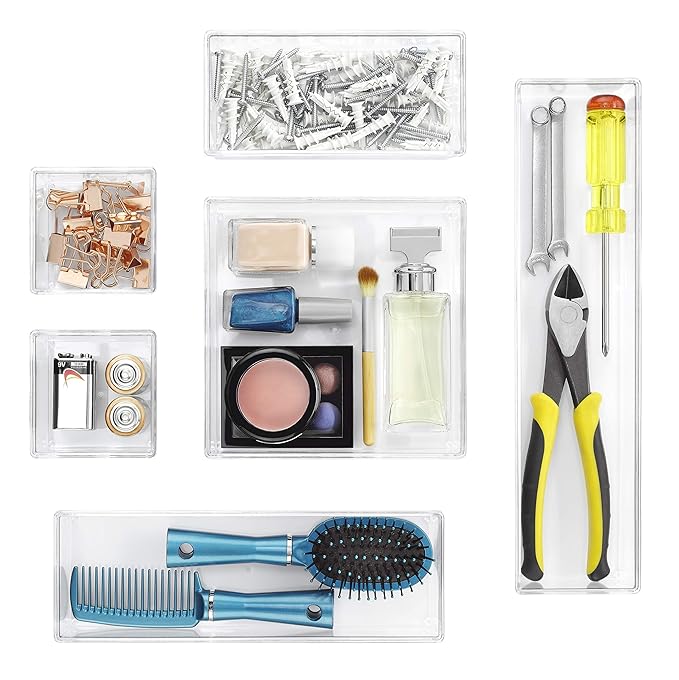 Whitmor Clear-Set Includes 6 Individual Pieces Modular Drawer Organizers by Whitmor
