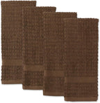 DII Basic Terry Collection Waffle Dishtowel Set, Solid Brown, 4 Piece - Image 4
