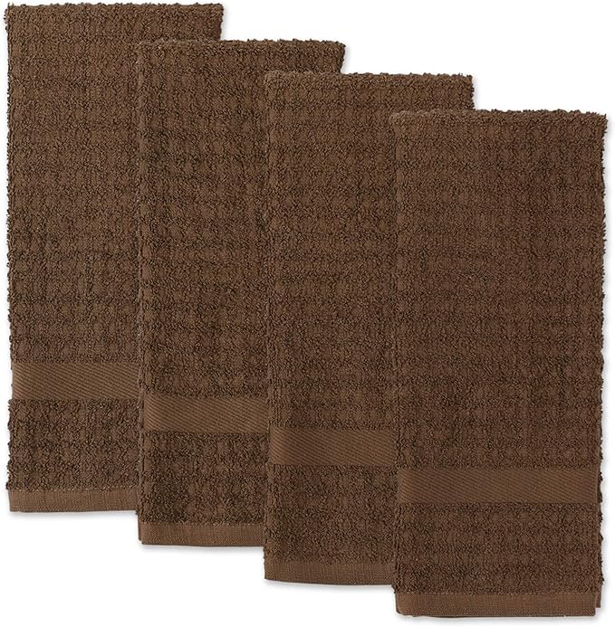 DII Basic Terry Collection Waffle Dishtowel Set, Solid Brown, 4 Piece - Image 4