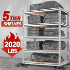 REIBII 2020LBS Garage Shelving Heavy Duty 5 Tier Storage Shelves Adjustable Metal Shelving for Basement, Warehouse, Pantry, Closet, Kitchen, Easy Assembly, 72" H x 35.55" W x 16" D, Galvanized - Image 4