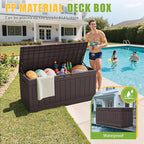 Greesum Outdoor Storage Box 82 Gallon Storage Bin with Lid for Patio Furniture, Garden Tools, Pool Supplies, Waterproof and UV Resistant, Lockable, Dark Brown - Image 2