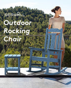 SERWALL Outdoor Rocking Chair Blue Set of 8, All Weather Patio Rocking Chair, HDPE Poly Rocking Chair for Adults, Heavy Duty Front Porch Rocker - Image 7