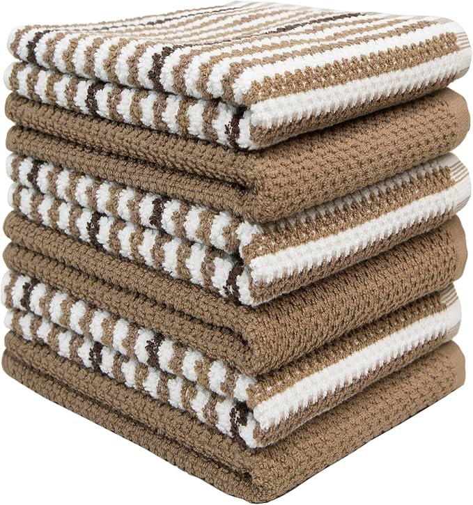 Premium Kitchen Towels | Large Cotton Kitchen Hand Towels | Popcorn Striped - Image 4