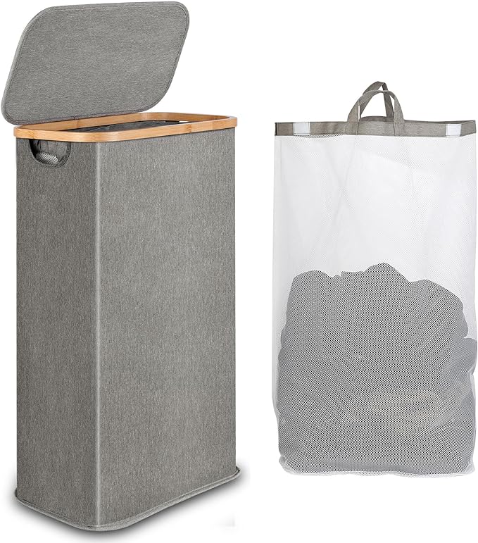 65L Slim Laundry Hamper, Narrow Laundry Basket by iEGrow