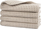 POLYTE 430 GSM Microfiber Lint Free Washcloth Face Towel, 13 x 13 in, 4 Pack by Polyte
