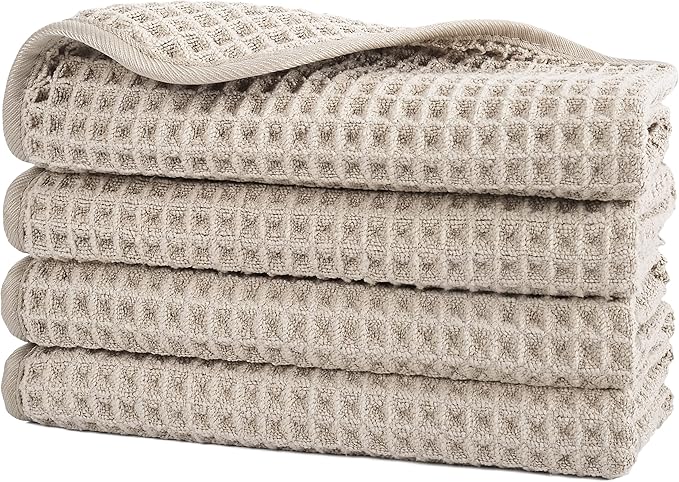 POLYTE 430 GSM Microfiber Lint Free Washcloth Face Towel, 13 x 13 in, 4 Pack by Polyte