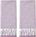 SKL Home Lavender Border 100% Cotton Jacquard 2pc Hand Towel Set, Embroidered & by SKLHomebySaturdayKnightLtd