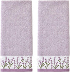 SKL Home Lavender Border 100% Cotton Jacquard 2pc Hand Towel Set, Embroidered & by SKLHomebySaturdayKnightLtd