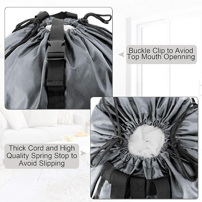 BeeGreen Gray Laundry Backpack w Adjustable Shoulder Straps & Drawstring - Image 3
