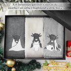 3 Pcs Highland Cow Hand Towels Bathroom Decor Highland Cow White and Gray - Image 5