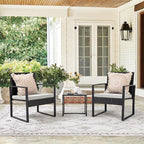 Flamaker 3 Pieces Patio Furniture Outdoor Wicker Modern Rattan Chair Conversation Sets with Coffee Table for Yard, Bistro(White) - Image 7