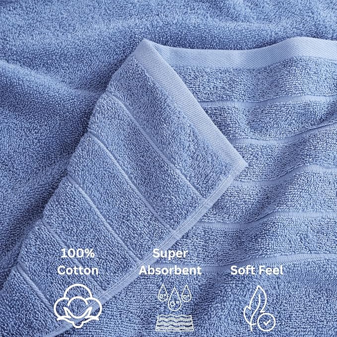 Casa Platino 100% Cotton Bathroom Towels Set – 24 Pc Family Pack – Soft & - Image 5
