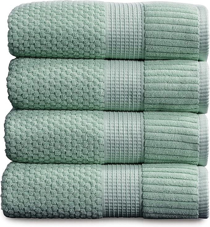 NY Loft 100% Cotton Bath Towel 4 Pack | Super Soft & Absorbent Quick-Dry Bath by NYLoft