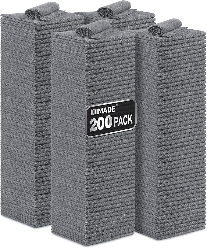 Microfiber Cleaning Cloth, 200 Pack Microfiber Towels by Unimade