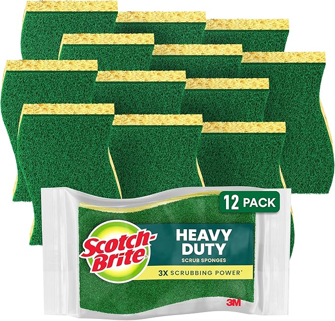 Scotch-Brite Heavy Duty Scrub Sponge, 12 Kitchen Sponges, Designed by Scotch-Brite