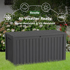 EasyUp 180 Gallon Outdoor Storage Box, Resin Waterproof UV-Resistant Deck Box with Hydraulic Lid Support, Reinforced Stability for Patio, Garden, and Poolside, Black - Image 5