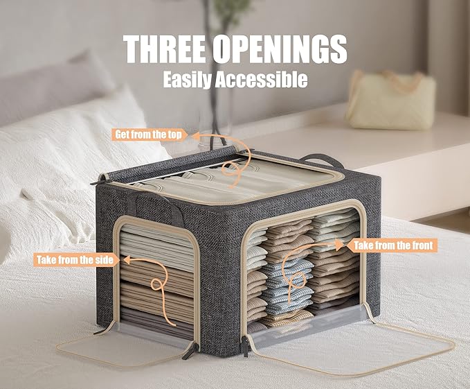 3 Opeings Large Clothes Storage Bins - Image 3