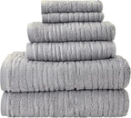 SKL Home CloudSoft 100% Cotton Luxury 6-Piece Towel Set, 600 GSM, Ultra Plush & by SKLHomebySaturdayKnightLtd