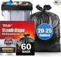 Teivio Black Trash Bags 20-25 Gallon 60 Count | Large Multipurpose | Fit 18 by Teivio