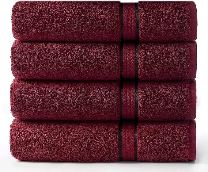 Cotton Craft Ultra Soft 4 Pack Oversized Extra Large Bath Towels 30x54 Burgundy by COTTONCRAFT