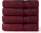 Cotton Craft Ultra Soft 4 Pack Oversized Extra Large Bath Towels 30x54 Burgundy by COTTONCRAFT