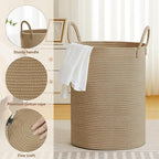 Tall Laundry Basket with Handles, 100L Portable Dirty Clothes Hamper, Boho - Image 3