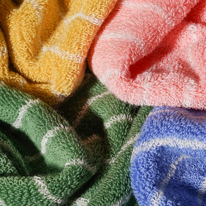 Hand Towels for Bathroom, 100% Cotton Striped Pattern Soft Absorbent Towel Set - Image 4