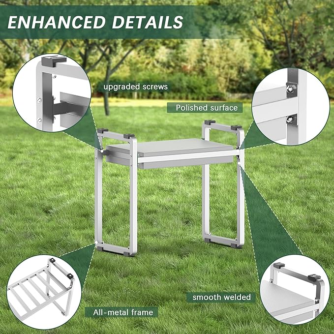 FLINTER 10.2" Wider Garden Kneeler and Seat, Heavy Duty Thick Gardening Bench for Kneeling and Seat - Garden Kneelers for Seniors, Gardening Stools for Women, Grandparents, Gardeners, Gray - Image 6