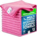 MW Pro Microfiber Cleaning Cloth | Pink | 12 Pack | 16” x 16” | All Purpose by MicrofiberWholesale