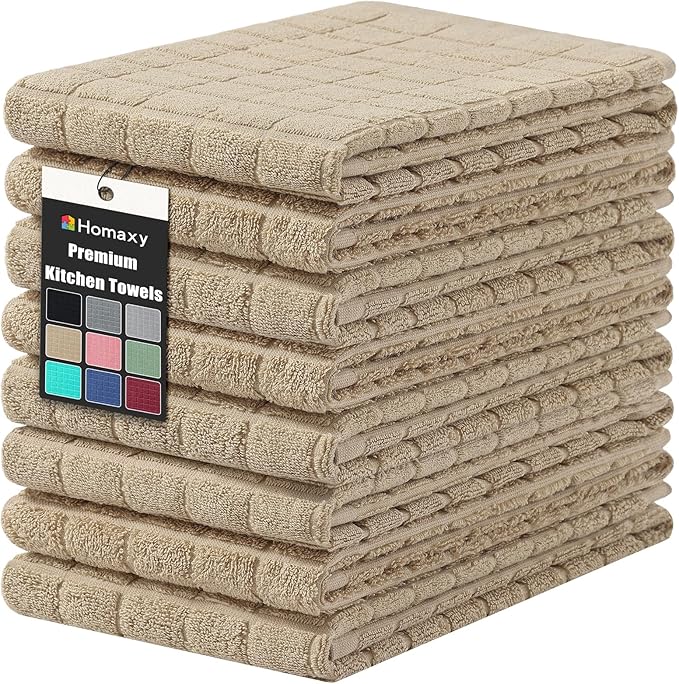 Homaxy Premium Cotton Kitchen Towels 16"x 28", Large Natural Ring Spun 390 GSM by Homaxy