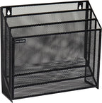 Mind Reader Vertical File Storage, Desktop Organizer, Wall Mount, Metal Mesh - Image 7